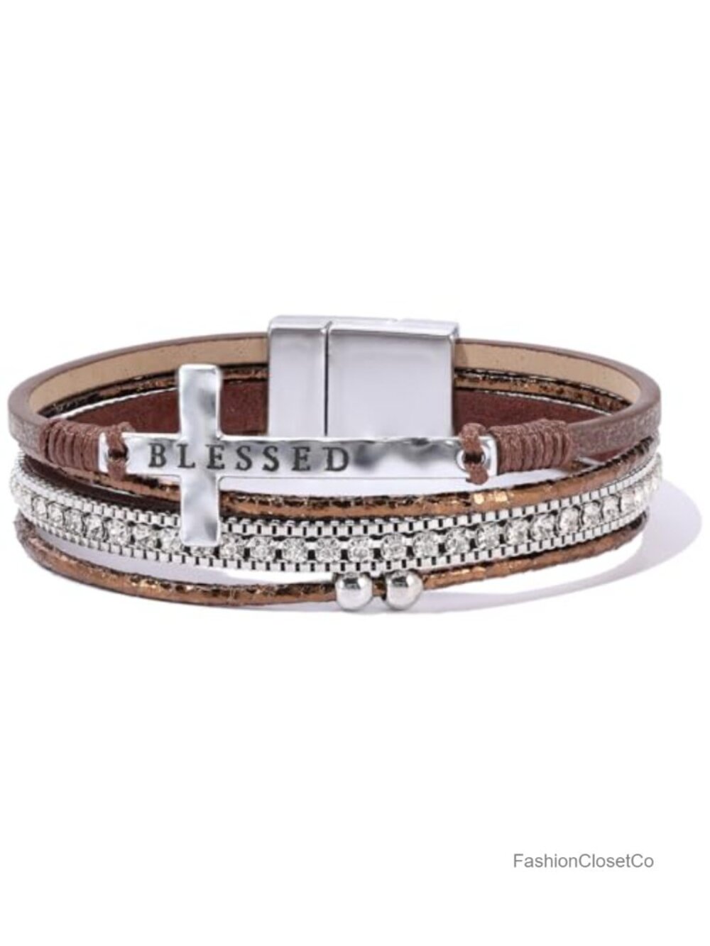 Wrap Leather Cuff Bracelet with Magnetic Clasp